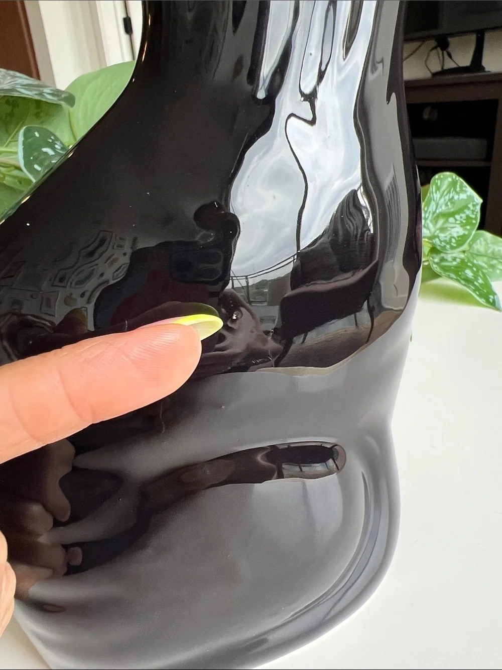 Vintage 80s Enesco Glossy Ceramic Black Cat Decor